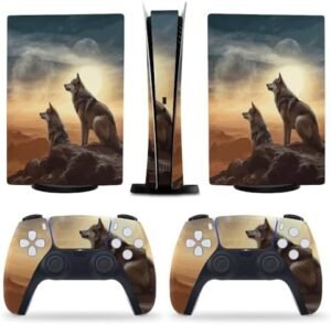 Wolf Desert for PS5 Skin Console and Controller Accessories Cover Skins Anime Vinyl Cover Sticker Full Set for Playstation5 Digital Version…