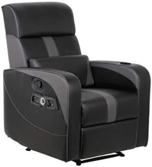 X Rocker Gamma Recliner Gaming Chair, 2.1 Bluetooth Audio System, Headrest Mounted Speakers, Built-in Footrest and Cupholder, 718001, 34.84″ x 39.37″ x 30.31″, Black