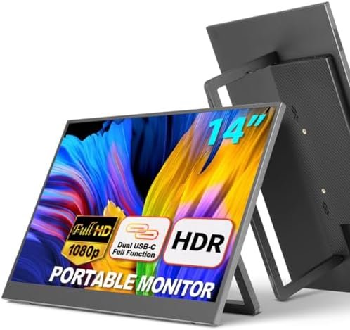 14” Full HD Portable Monitor with Smart Cover & HDR, USB-C and HDMI Connectivity – Ideal for Laptop, PC, Phone, Mac, Gaming, and Travel