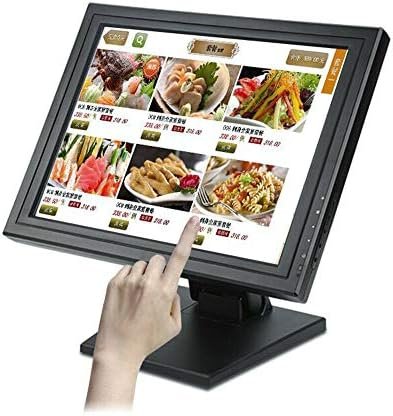 15” LCD HD Touchscreen Monitor, 1024 * 768 Color LCD TFT Screen USB VGA for POS System Gaming External Monitor with Multi-Position POS Stand for Office, Retail, Restaurant, Bar, Gym, Warehouse