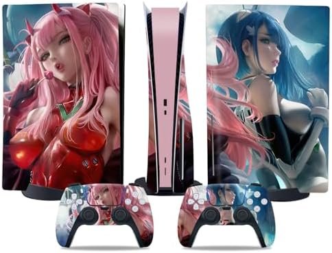 Anime Skins Ps5, Cute Kawaii Vinyl Cover Wrap Sticker Console Controller, Compatible with Playstation 5 Decor Accessories (Disc, Red3), YH-TN-Disc/DigitalPS5