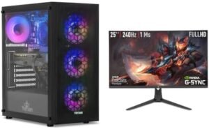 YEYIAN Avance 25 inch Gaming Monitor 240Hz, FHD 1080P Framless 24 Yumi Gaming PC AMD Ryzen 5 5600X, Geforce RTX 4060 8GB