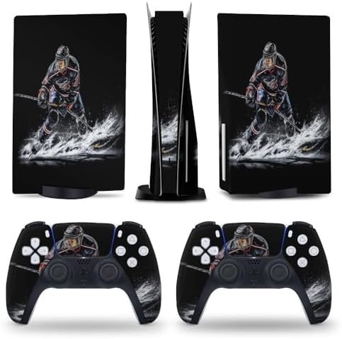 Vintage Ice Hockey Player for PS5 Skin Console and Controller Accessories Cover Skins Anime Vinyl Cover Sticker Full Set for Playstation5 Disc Edition