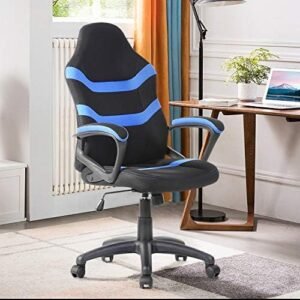 RAAMZO Executive Racing Style Office Chair Swivel Computer Desk Seat High-Back Video Gaming Chair in Blue and Black