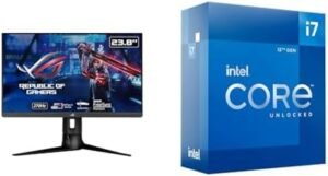 ASUS 23.8″ 1080P 270Hz 1ms Gaming Monitor, Intel Core i7-12700K Desktop Processor with Integrated Graphics and 12 Cores Unlocked LGA1700 Chipset