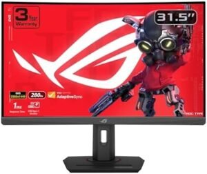 ASUS ROG Strix 32” 1440P USB-C Curved HDR400 Gaming Monitor (XG32WCMS) – QHD (2560×1440), 280Hz, 1ms, Fast VA, Extreme Low Motion Blur Sync, DisplayWidget, Tripod Socket, AI Gaming, 3 yr warranty