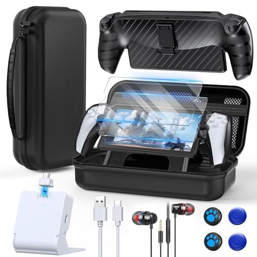 Accessories Kit for Playstation Portal,Carrying Case for PS Portal, Protective Skin for PS5 Portal, Charging Dock Station for Playstation Portal, 2 HD Screen Protector with 4 Thumb Grip,Wired Headset