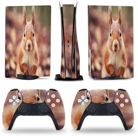 Autumn Fall Squirrel for PS5 Skin Console and Controller Accessories Cover Skins Anime Vinyl Cover Sticker Full Set for Playstation5 Disc Edition