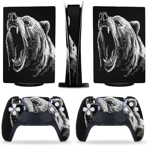 Black Bear Mouth for PS5 Skin Console and Controller Accessories Cover Skins Anime Vinyl Cover Sticker Full Set for Playstation5 Digital Version