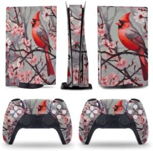 Cardinal Blooming Cherry for PS5 Skin Console and Controller Accessories Cover Skins Anime Vinyl Cover Sticker Full Set for Playstation5 Disc Edition