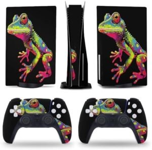 Colorful Frog for PS5 Skin Console and Controller Accessories Cover Skins Anime Vinyl Cover Sticker Full Set for Playstation5 Disc Edition