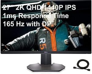 Dell 2021 Newest Gaming Monitor S2721DGF 2K 27 Inch 1440p QHD 165Hz, IPS 16:9, 1ms Response time, HDMI 2.0, DP 1.2, FreeSync G-Sync Compatible, Height Adjust, Tilt, Swivel & Pivot, HDR+Gift HDMI