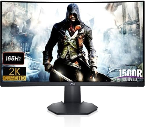 Dell 27 Curved Gaming Monitor | 27″ QHD (2560×1440) | 165Hz | VA Panel | 1500R Curved | 1ms MPRT | 16.8 Million Colors | 3000: 1 | AMD FreeSync Premium – Low Blue Light – Flicker-free