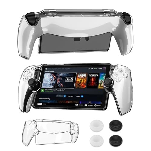 FANPL 【Improved Version】 Clear Case for PlayStation Portal Accessories, Hard Protective Cover for PS Portal Skin with 4 Thumb Grips, Strong and Durable, Not Easy to Fall Off