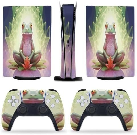 Funny Lotus Yoga Frog for PS5 Skin Console and Controller Accessories Cover Skins Anime Vinyl Cover Sticker Full Set for Playstation5 Digital Version