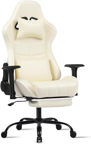 Gaming Chair with Footrest, Massage Gamer Chair for Adults, Computer Chair with Headrest and Lumbar Support, Big and Tall Video Game Chairs 400lb Capacity