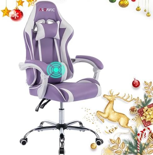 Gaming Chair,Racing Ergonomic Computer Chair,Backrest and Seat Height Adjustable Swivel Recliner,Video Game Chair with Headrest and massage Lumbar Pillow