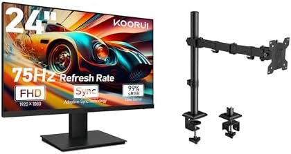 KOORUI 24 Inch Computer Gaming Monitor, VESA Monitor Stand 75x75mm or 100x100mm