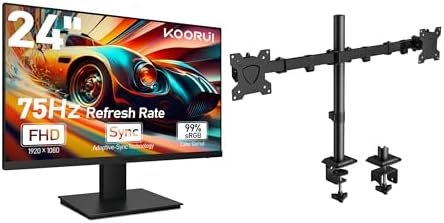 KOORUI Gaming Monitor, Dual Monitor Desk Mount up to 13-27 inch Monitor Max 22lbs