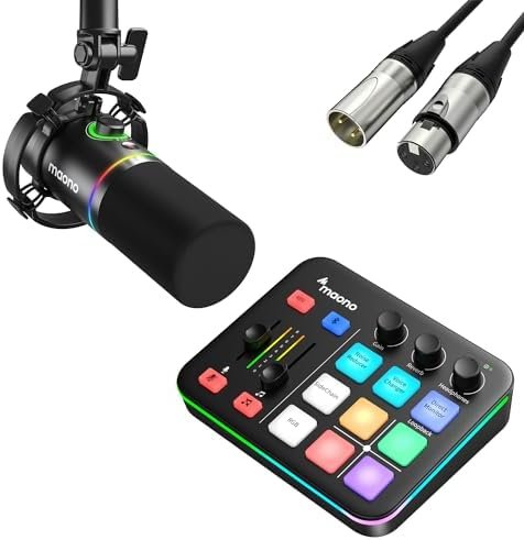 MAONO XLR/USB Dynamic Microphone and Gaming Mixer Kit, for Live Streaming, Podcasting, Content Create, Gaming