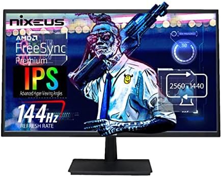 Nixeus EDG 27″ IPS 2560 x 1440 AMD Radeon FreeSync Premium Certified 144Hz Gaming Monitor V3 with Base Tilt Only Stand (NX-EDG27Sv3), Black