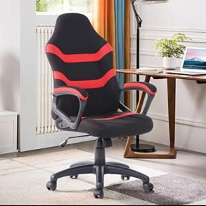 RAAMZO Executive Racing Style Office Chair Swivel Computer Desk Seat High-Back Video Gaming Chair in Red and Black