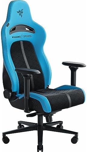 Razer Enki Pro Premium Gaming Chair: Upholstered Alcantara – All-Day Comfort – Lumbar Arch – Dual-Density Backrest – Reactive Seat Tilt & 152-Degree Recline – Memory Foam Headrest – Williams Esports