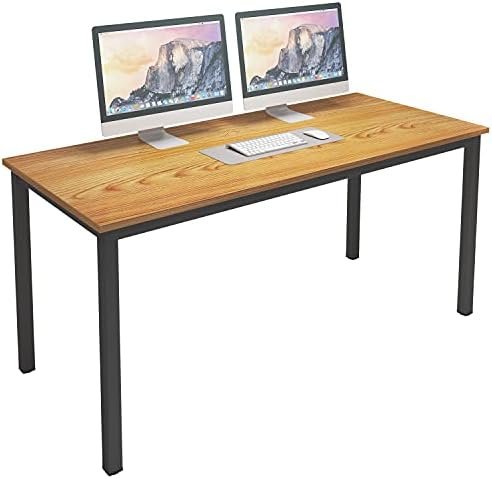 SogesGame Computer Desk 55.1 inches Trestle Desk Writing Home Office Desk Steady Gaming Table Hutch Workstation，