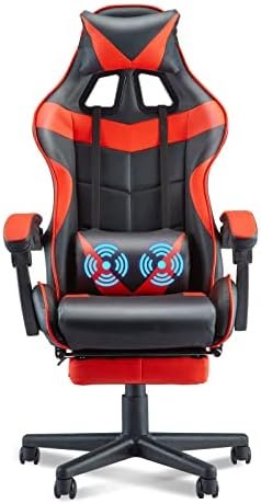 Soontrans Ergonomic Gaming Chair,High Back Computer Gaming Chair,Video Gaming Chair with Height and Backrest Recline Adjustable,Full Armrest,Headrest and Lumbar Pillow Support (Red)