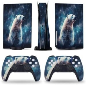 Star River Polar Bear for PS5 Skin Console and Controller Accessories Cover Skins Anime Vinyl Cover Sticker Full Set for Playstation5 Disc Edition