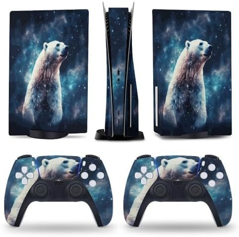 Star River Polar Bear for PS5 Skin Console and Controller Accessories Cover Skins Anime Vinyl Cover Sticker Full Set for Playstation5 Disc Edition