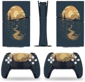 Sticker Skin for PS5 Slim Digital Edition Camping Nature Adventure Skin Console Controller Accessories Cover Skins Anime Vinyl Cover Sticker Full Set for Playstation5 Slim Digital Edition