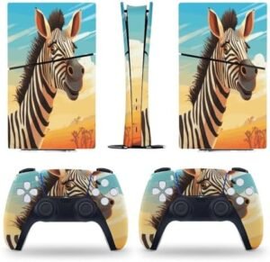 Sticker Skin for PS5 Slim Digital Edition Cartoon Zebra Skin Console Controller Accessories Cover Skins Anime Vinyl Cover Sticker Full Set for Playstation5 Slim Digital Edition