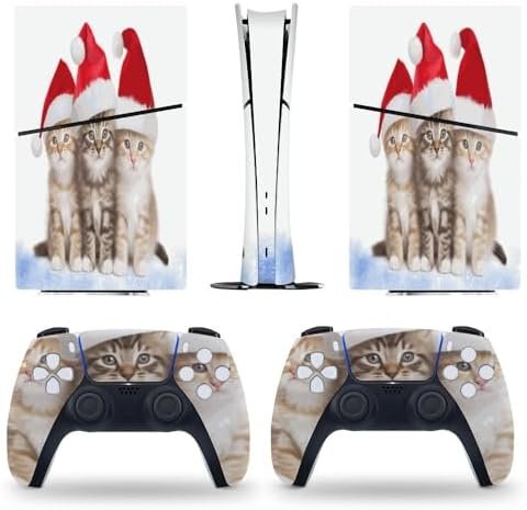 Sticker Skin for PS5 Slim Digital Edition Cat Santa Winner Skin Console Controller Accessories Cover Skins Anime Vinyl Cover Sticker Full Set for Playstation5 Slim Digital Edition