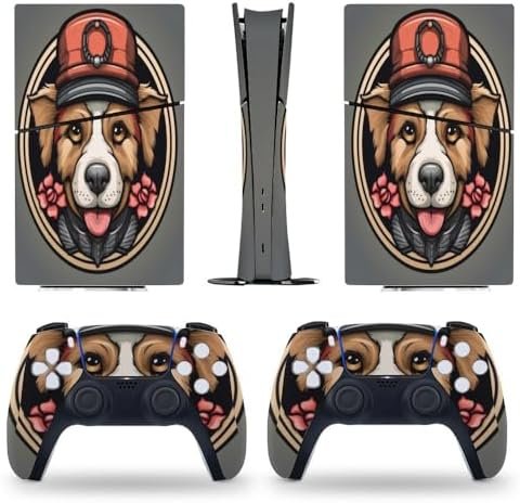 Sticker Skin for PS5 Slim Digital Edition Cute Dog Funny Skin Console Controller Accessories Cover Skins Anime Vinyl Cover Sticker Full Set for Playstation5 Slim Digital Edition