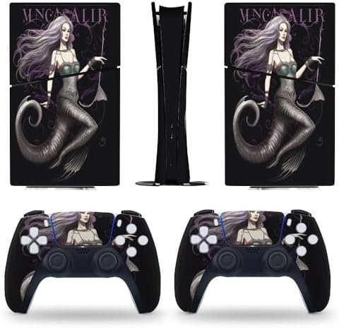 Sticker Skin for PS5 Slim Digital Edition Noble Mermaid Skin Console Controller Accessories Cover Skins Anime Vinyl Cover Sticker Full Set for Playstation5 Slim Digital Edition