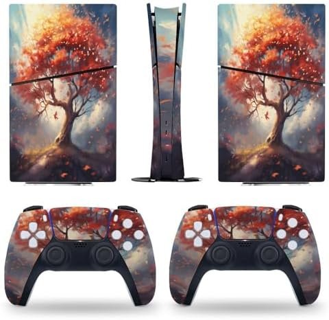 Sticker Skin for PS5 Slim Digital Edition Tree Dreamy Romantic Skin Console Controller Accessories Cover Skins Anime Vinyl Cover Sticker Full Set for Playstation5 Slim Digital Edition