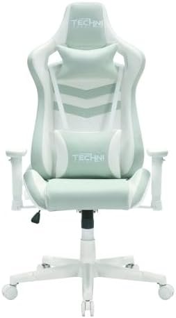 Techni Sport 17″ Modern Fabric Ergonomic Gaming Chair in Mint Green/White