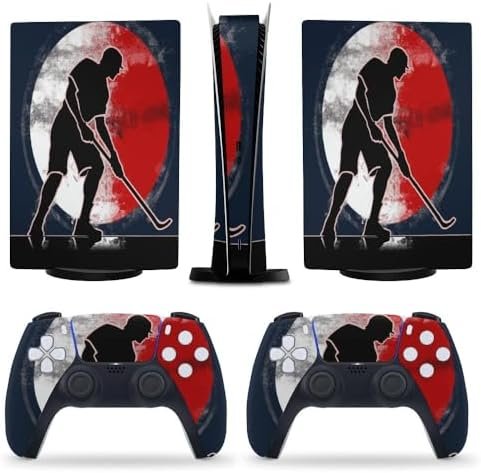 Vintage Ice Hockey Player for PS5 Skin Console and Controller Accessories Cover Skins Anime Vinyl Cover Sticker Full Set for Playstation5 Digital Version