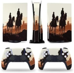 Western Cowboy Dashing for PS5 Skin Console and Controller Accessories Cover Skins Anime Vinyl Cover Sticker Full Set for Playstation5 Disc Edition