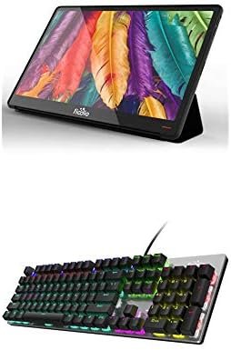 15.6 Inch FHD 1080P Portable Monitor and RGB Membrane Gaming Keyboard 2068