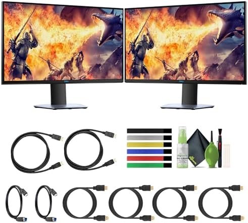 Dell S-Series 27-Inch S2721DGF Gaming Monitor 1440P QHD 2560 x 1440 at 165Hz Resolution 16:9 1Ms Response time, Bundle with 2X Computer Monitors (Renewed)