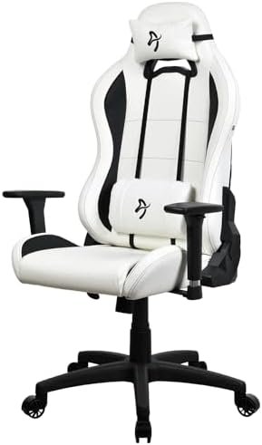 Arozzi Torretta Soft PU Leather Material Gaming Chair, Durable Ergonomic Office Chair with Adjustable Height, 3D Armrest & 2 Supportive Pillows (White)