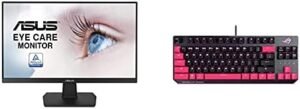 ASUS VA24EHE 23.8” Monitor, 1080P, Full HD – ROG Strix Scope TKL Electro Punk Wired Mechanical RGB Gaming Keyboard for FPS Games (Cherry MX switches, Aluminum Frame, and Aura Sync Lighting)