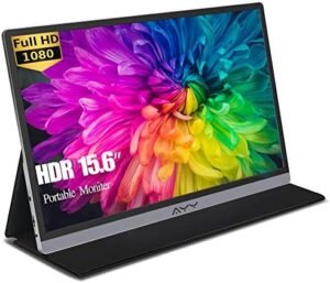 AYY 15.6-Inch Portable Monitor, Full HD 1080P IPS, 60Hz, 1ms Response, Ultra-Thin, USB-C & Mini-HDMI, Adjustable Stand, Built-in Speakers, Ideal for Gaming & Travel