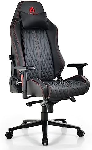 COSTWAY Gaming Chair, Ergonomic Video Game Chair w/Adjustable Lumbar Support, 4D Armrests & Headrest, High Back Swivel Racing Gamer Chair, PU Leather Computer Office Chair for Adult Teen