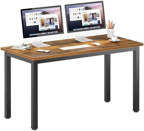 DlandHome 55inches Computer Desk Home Office Table Writing Desk Study Table Gaming Desk Worstation, Retro