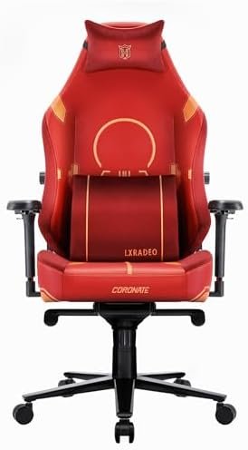 Gaming Chair Computer Chair with 4-way Inner Adjustable Lumbar Support, Flattened Larger Seat PU Leather Ergonomic Armchair Heavy Duty Tile Mechanism Support up to 395 lbs, Armchair,RED