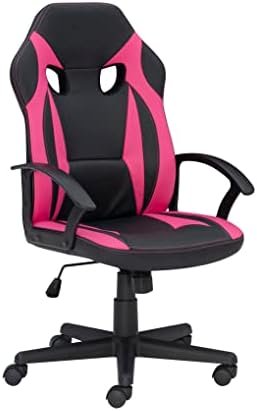 Linon Black with Pink Accents Lars Adjustable Gaming Office Chair