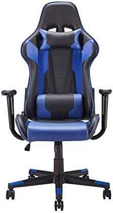 Ergonomic Design Multi-Function Racing Style Swivel Gaming Chair with PU Leather,High Back,Adjustable Headrest,Adjustable Lumbar Support,Black and Blue